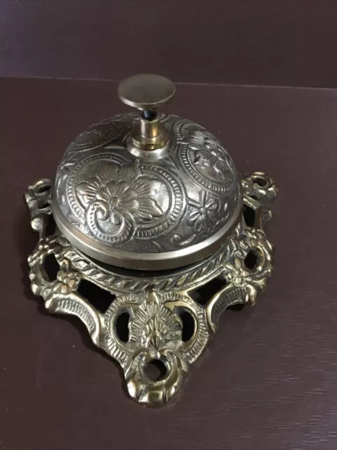 Solid Brass Ornate Hotel Front Desk Bell Vintage decor Sale Service Counter Bell 2