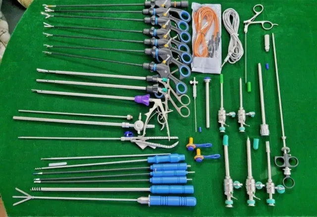 "Advanced Laparoscopy Toolset: Enhance Surgical Precision with Our 34pc Instrume