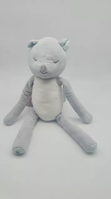36 - Doudou Peluche Ours Gris Bleu Obaibi Okaidi Scratch Tres Bon Etat