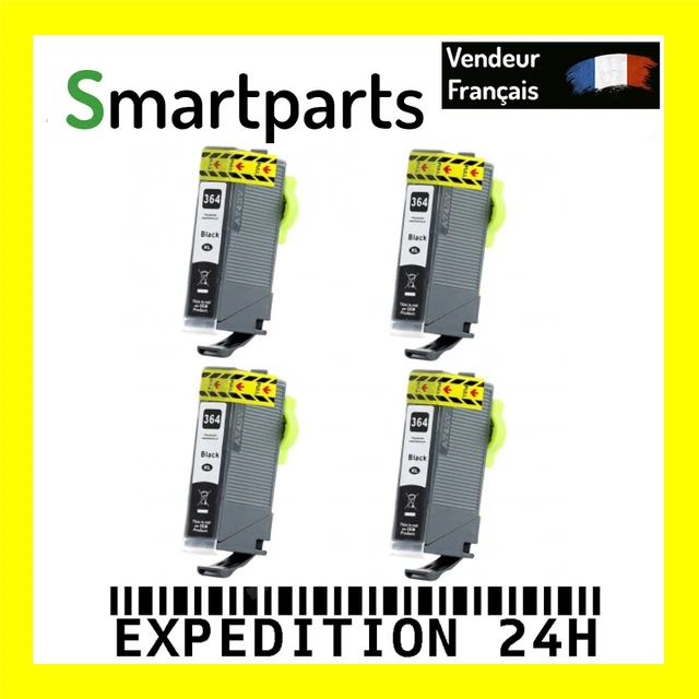 4 Cartouches compatible pour HP364XL Noir 30ml