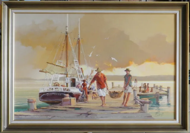 Bob Booth (1927-2003) Large Original Oil Painting Torres Strait Pearling Lugger