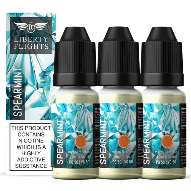 LIBERTY FLIGHTS E Liquid 10ml Spearmint Menthol XO Vape Juice 50/50 Pack Of 3 £9.99 PicClick UK