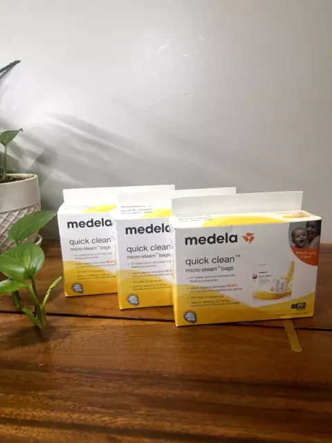 Lot Of 3 Medela Quick Clean Micro Steam Bags 5 ct Each (15 Ct Total )