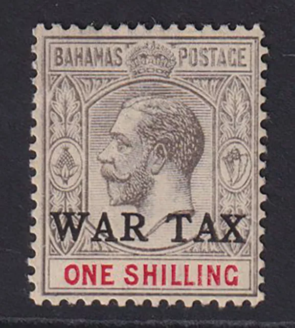 Bahamas. 1918. SG 95, 1/- grey-black & carmine. Fine mounted mint. Cat £120.