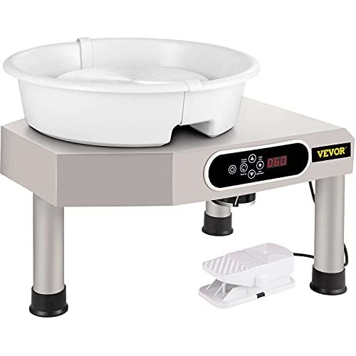 Tour De Potier électrique 25 Cm 350W Avec écran LCD Et Pédale - Pour Céramique, Artisanat, Usage Amateur Et Pro