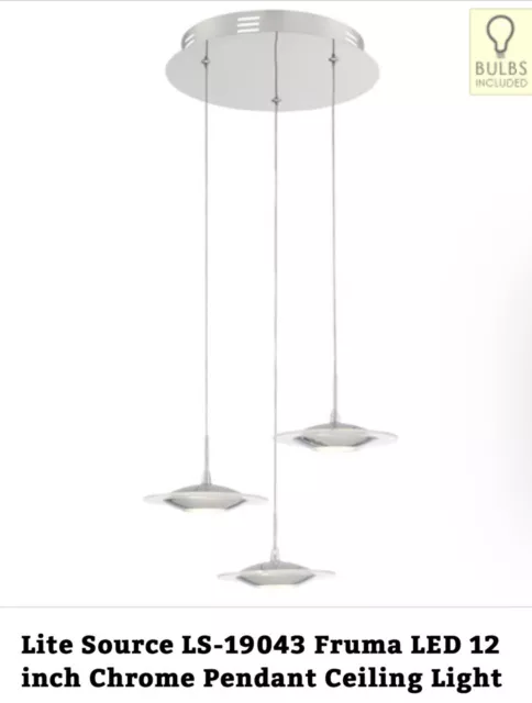 Lite Source LS-19043 Fruma LED 12 inch Chrome Pendant Ceiling Light