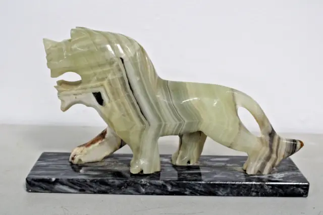 VINTAGE ONYX MARBLE Lion Sculpture Statue Hand Carved $22.99 - PicClick
