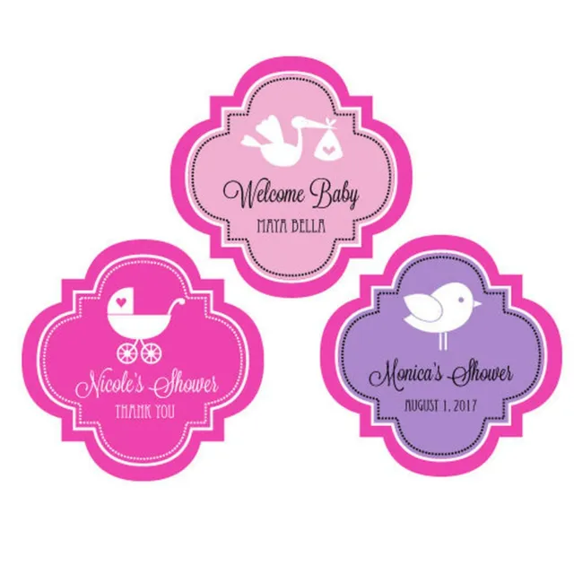 24 Personalized 1.5" Stickers Labels Baby Shower Favor Decorations MW19787