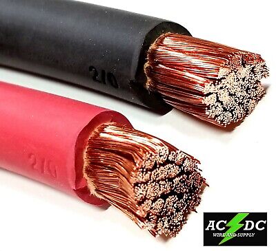 Welding Cable Red Black 2/0 GAUGE COPPER WIRE SAE J1127 CAR BATTERY SOLAR