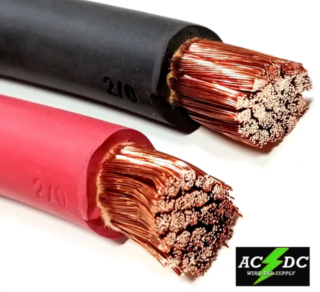 Welding Cable Red Black 2/0 GAUGE COPPER WIRE SAE J1127 CAR BATTERY SOLAR