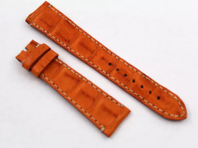 Correa Relojes Lujo Cocodrilo Hornback Naranja Piel Alivio Asas 20mm