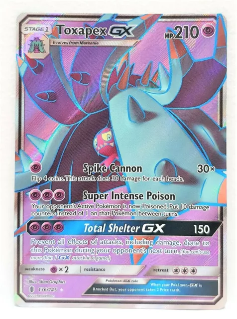 Pokemon Card Toxapex Full Art Holo GX 136/145 Ultra Rare SM Guardians Rising