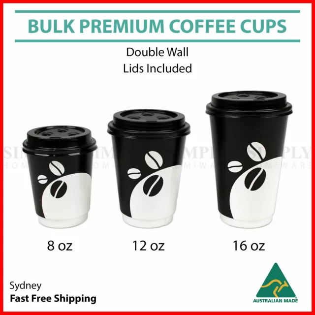 Disposable Coffee Cups 8oz 12oz 16oz Takeaway Paper Double Wall Take Away Bulk