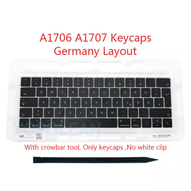 Germany DE Keyboard keys keycaps For Macbook Pro Retina 13" A1706 15" A1707 2016