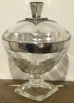 Dorothy Thorpe Allegro Sterling Trimmed Lidded & Footed Candy Dish - Compote 8”H