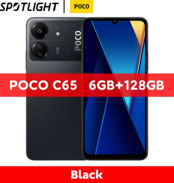 New&Unlocked) Xiaomi POCO C65 8GB+256GB BLACK Dual SIM Android Cell Phone