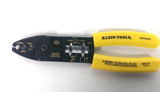 Klein Tools Coaxial Cable All-in-One Stripper Crimper Coax RG59 RG6 MADE IN USA