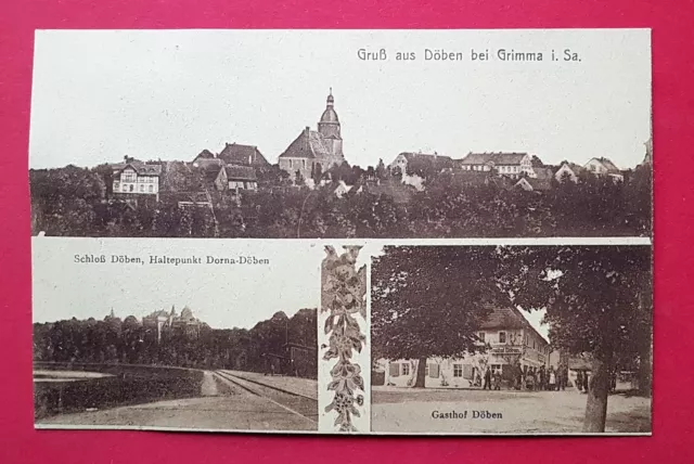 AK DÖBEN bei GRIMMA um 1925 Schloss und Gasthof   ( 31413