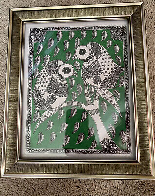 Birds Madhubani Mithila handmade painting/home decor/housewarming gift
