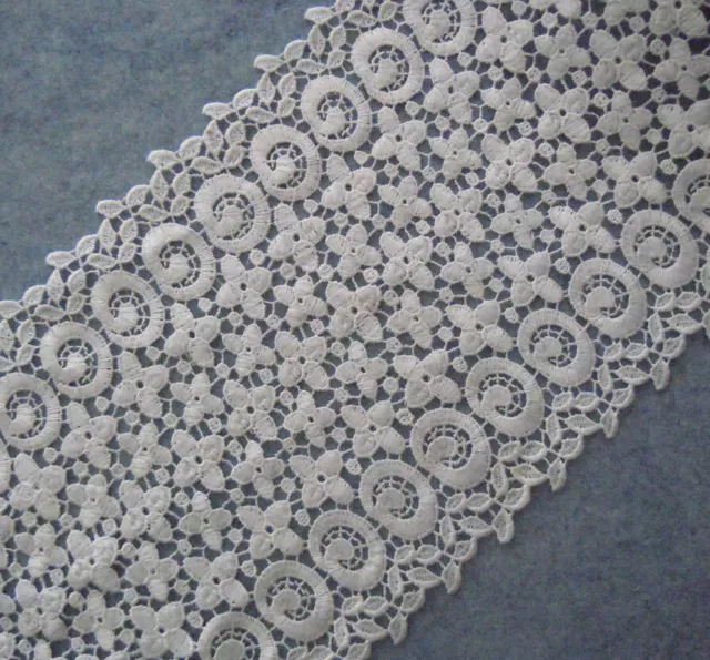 3.5 Yards 7.5'' Wide Vintage Rayon Venise Victorian Floral Lace Trim White s0101