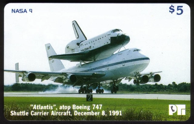 NASA 9: $5. Atlantis Shuttle Piggyback On Boeing 747 Aircraft Phone Card