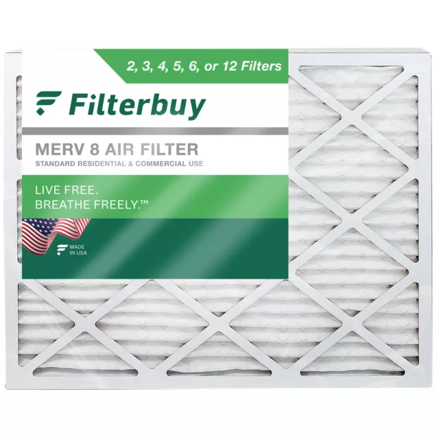 Filterbuy 12x18x1 Pleated Air Filters, Replacement for HVAC AC Furnace (MERV 8)