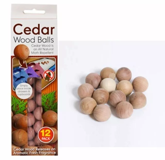 12 Moth Cedar WOOD BALLS Natural Insect Repellent Cloth Fresh Mildew Wardrobe