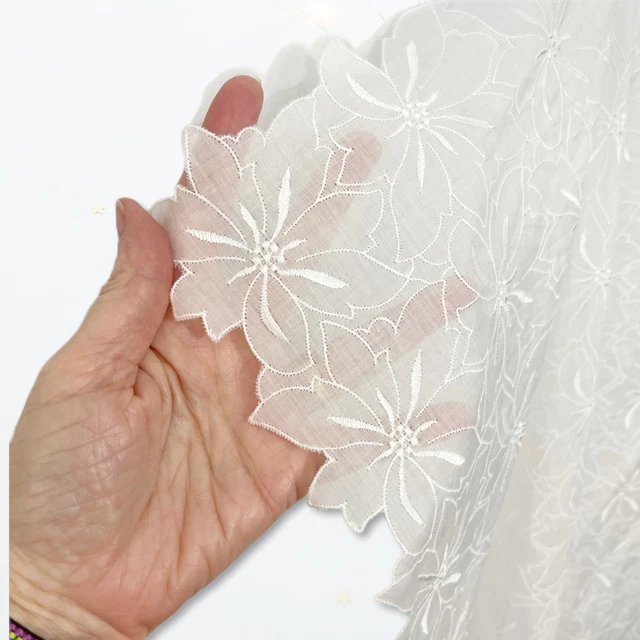 Aquarelle Off White Sheer Poinsettia Floral Delicate Table Runner Square