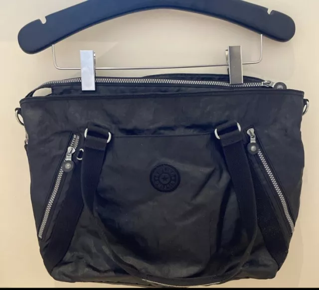 Kipling Black Fabric Zipper Shoulder Crossbody Tote Bag Purse