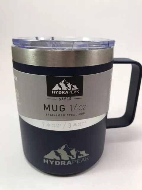 HYDRAPEAK Insulated Travel Mug, Color "Navy" 14oz. Stainless Steel Brand New