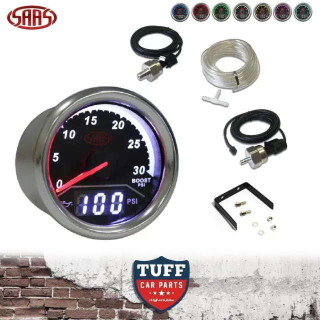 SAAS TRAX 2 in 1 Dual Gauge Turbo Diesel Boost & Oil Pressure 52mm 2" Black Kit