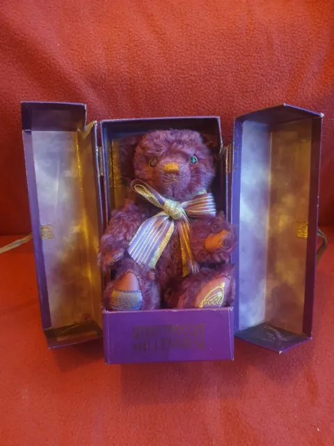 Merrythought Millennium Purple 9" Cheeky Teddy bear Fully Jointed Boxed with Tag