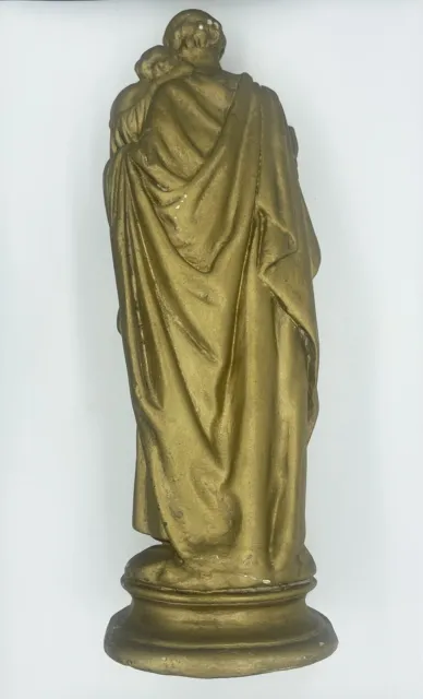 Antique Saint Joseph With Child Jesus Stucco 12” Religious Statue Made In Italy 2
