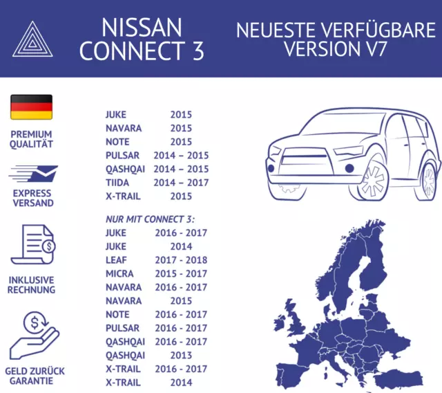 NEUESTE NISSAN CONNECT 3 V7 für EUROPA UK TÜRKEI Navi SD-Karte 2022 2023 2