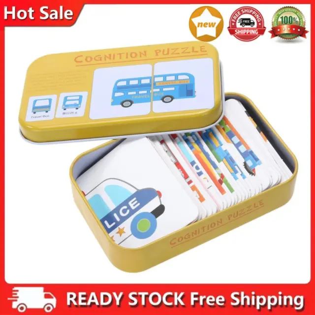 Baby Kids Child Iron Box Cards Matching Game Educational Toy (Vehicle)