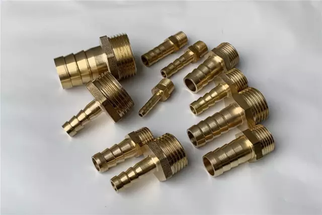 BSP Taper Thread x Hose Tail Connector Brass Pipe Fitting for Air Water Fuel Gas