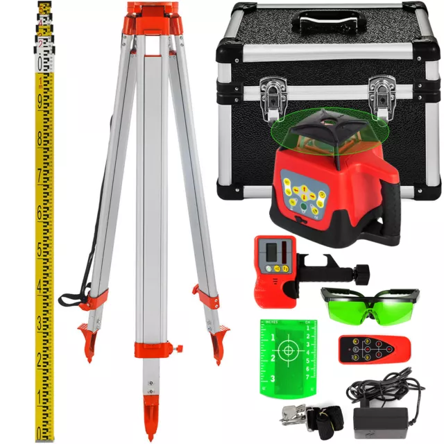 Niveau Laser Vert Rotatif+Trépied 1.65m+Règle 5m Portée 500m Auto-nivellant