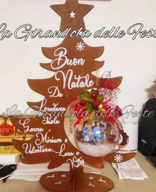 REGALO DI NATALE  PERSONALIZZATO appendipallina  legno Albero ORNAMENTO FAMIGLIA