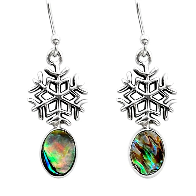 Wholesale Offers 1.93cts Snowflake Natural Abalone Paua Seashell Earrings Y15583