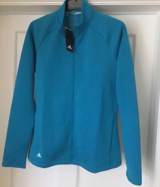 Adidas Golf Ladies Soft Aqua Textured Full Zip Layer Jacket Bnwt Medium