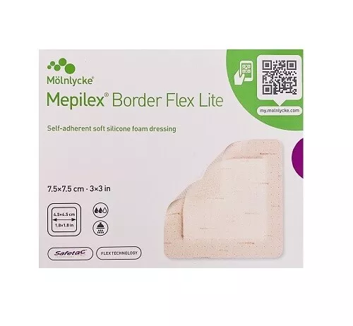 * Mepilex Border Flex Lite 7.5cm x 7.5cm 5 Foam Dressings