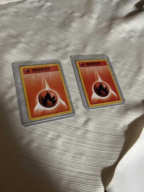 Misprint! Fire Energy 98/102 Base Set 1999 Pokemon Cards Lot Of 2