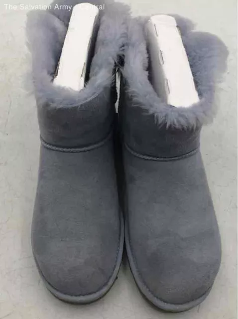 UGG Womens Classic Mini Fluff Blue Suede Pull-On Ankle Snow Boots Size 9