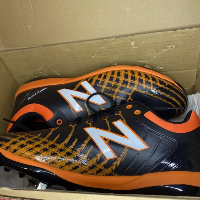 New Balance Low-Cut 4040v5 Metal Baseball Cleat Mens Shoes Black with Orange 3