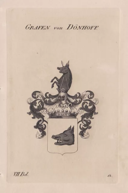 1830 Dönhoff Denhoff Wappen coat of arms Kupferstich engraving Heraldik etching