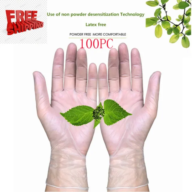 100PCS Disposable Gloves Prevent Chemicals Food Grade Waterproof Transparent S
