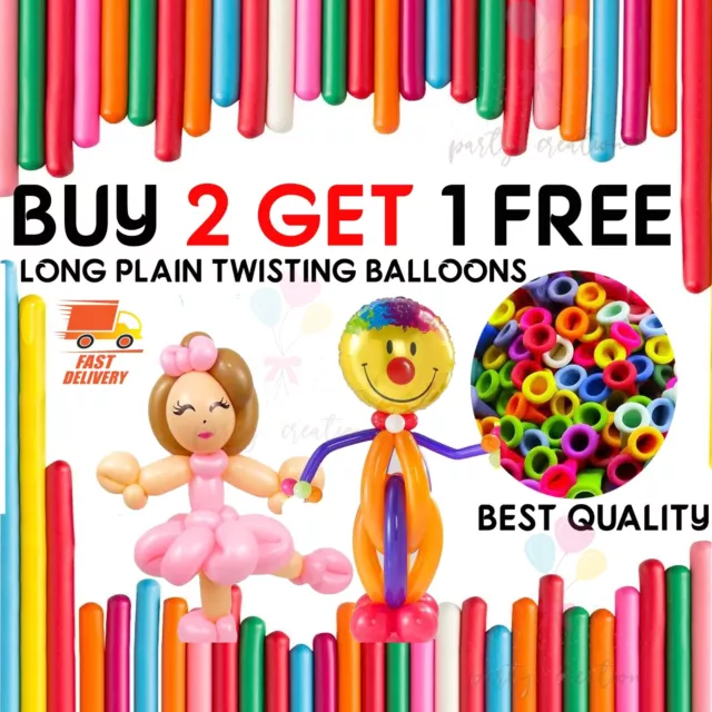 100 X Long Plain Balloons Latex Balons 260Q Twisting Modelling Long Balloons UK