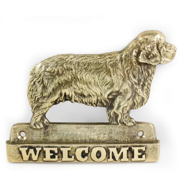 Clumber Spaniel - Brass Plate with The Inscription 'Welcome' Art Dog