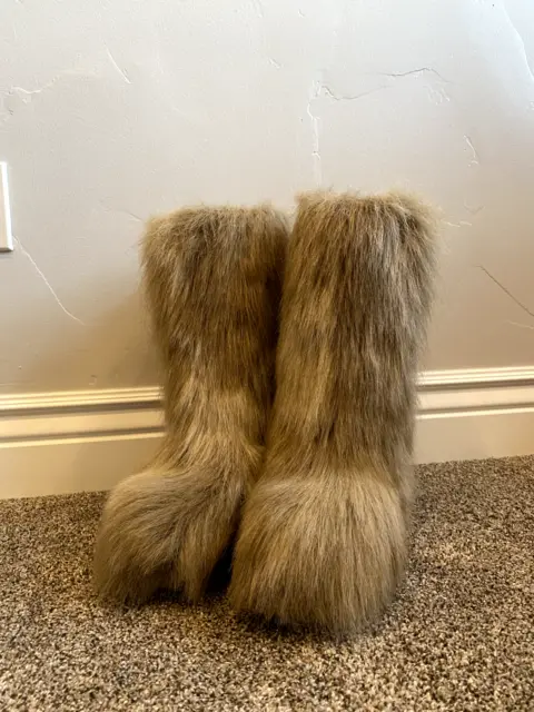 NWOT Tan Lotto Pajar Long Goat Fur Winter Boots Womens Size 41 EU