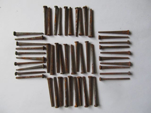50 Vintage / Antique 1 1/2" Straight Square Cut Square Head Nails
